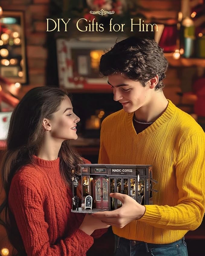 CUTEBEE Dollhouse Miniature with Furniture, DIY Wooden Dollhouse Kit Plus Dust Proof, Creative Room Idea