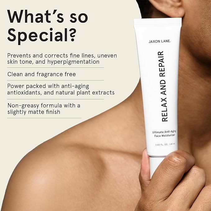 RELAX AND REPAIR Anti Aging Face Moisturizer for Men | Anti Wrinkle Cream, Night Cream, Eye Cream with Niacinamide (Vitamin B3), Hyaluronic Acid, Vitamin E & Ceramides For Skin (2Tubes)