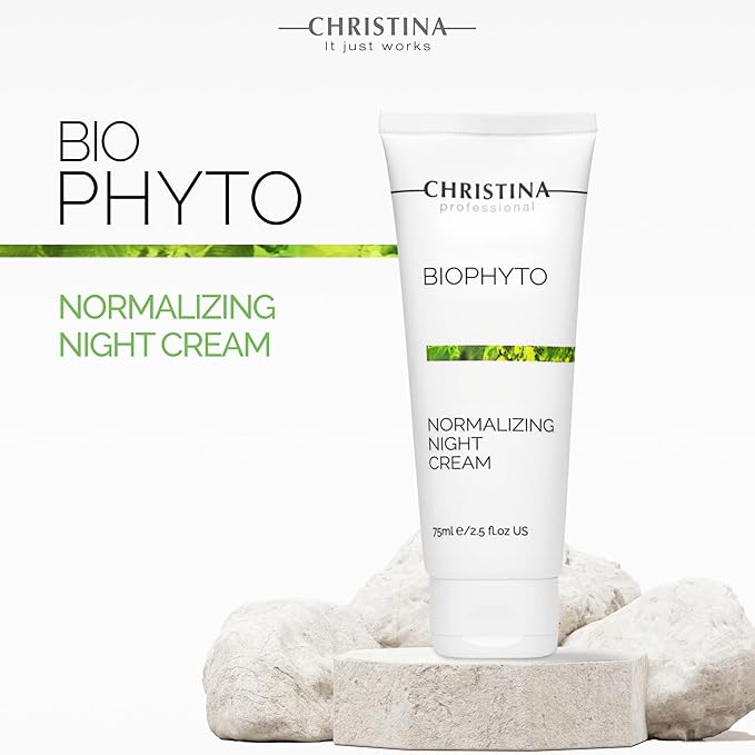 -CHRISTINA- Bio Phyto Normalizing Night Cream with Hyaluronic Acid & Vitamin E | Stress Reducing& Barrier Strengthening Night Cream for Face for Oily & Combination Skin 75ml