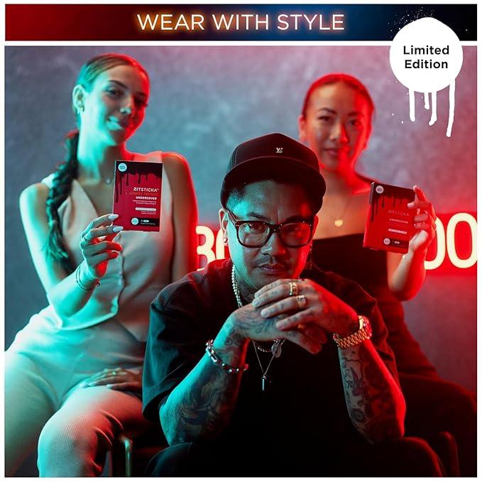 ZitSticka Pimple Patches for Face and Body, Hydrocolloid Patches to Cover Zits & Blemishes, Zit Spot Stickers, Body Blemish Patch (Jonboy InkPatch Collection Cute Pimple Patches 36 Pack)