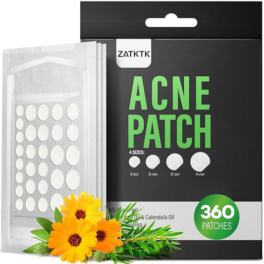 Pimple Patch (360 Counts 4 Sizes), Hydrocolliod Acne Patch for Face, Invisible Zit Patch with Tea Tree Oil & Calendula Oil, Blemish Patch