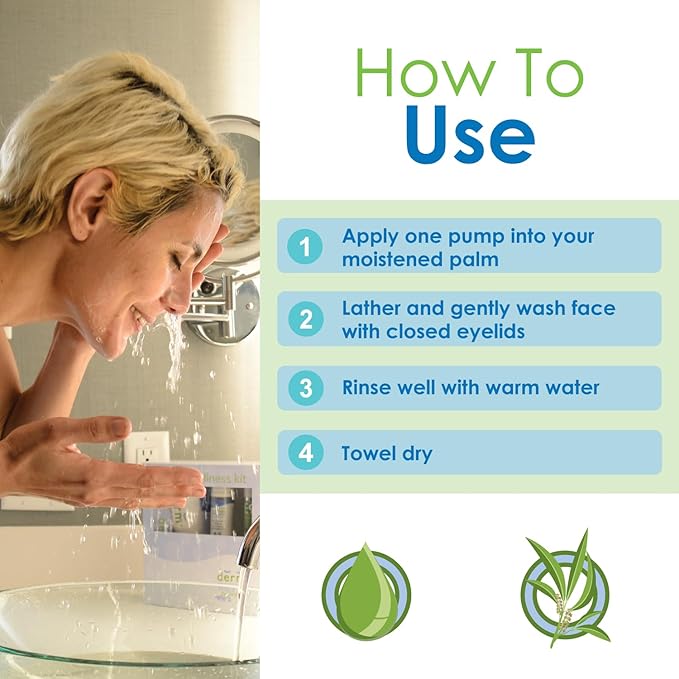 Gentle Tea Tree Oil Foaming Facial Cleanser – 1.6oz – Non-Irritating Eyelid Cleanser & Face Wash with Tea Tree, Chamomile & Shea Butter