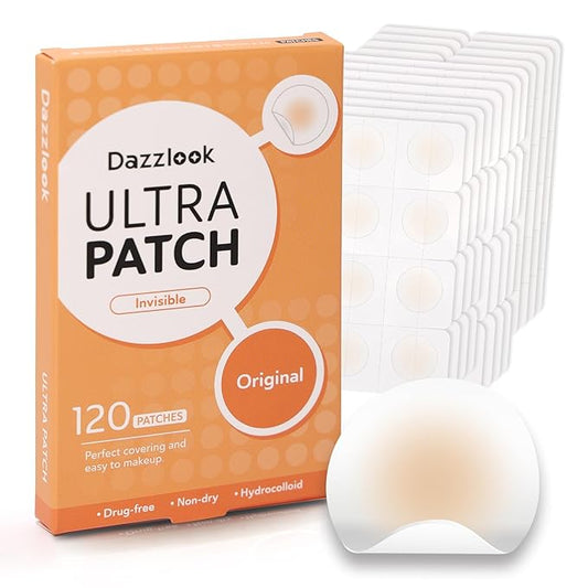 Ultra Pimple Patches - Hydrocolloid Acne Patch for Covering Zits and Blemishes Breakouts Spot Acne Dots Stickers for Face and Skin (120 count) 3 Size Day and Night Use