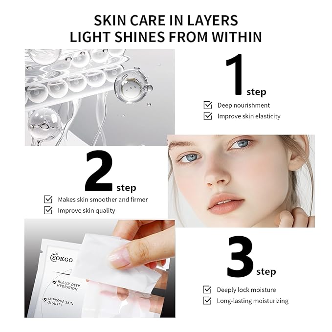 Low Molecular Weight Collagen Overnight Hydrogel Mask, Enhances Skin Elasticity, Reduces Pores, Transforms from White to Transparent Upon Absorption Skin Care Treatment,