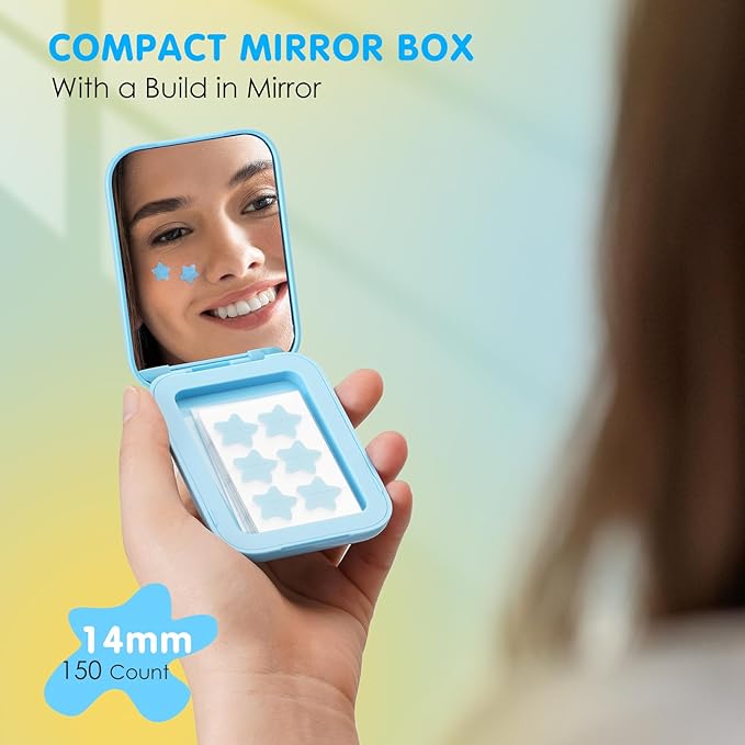 AUSLKA Star Pimple Patches - 150 Count - Hydrocolloid Pimple Patches,Cute Star Shape, Blue Colors,Spot Stickers For Face And Skin,Temporary Mirror