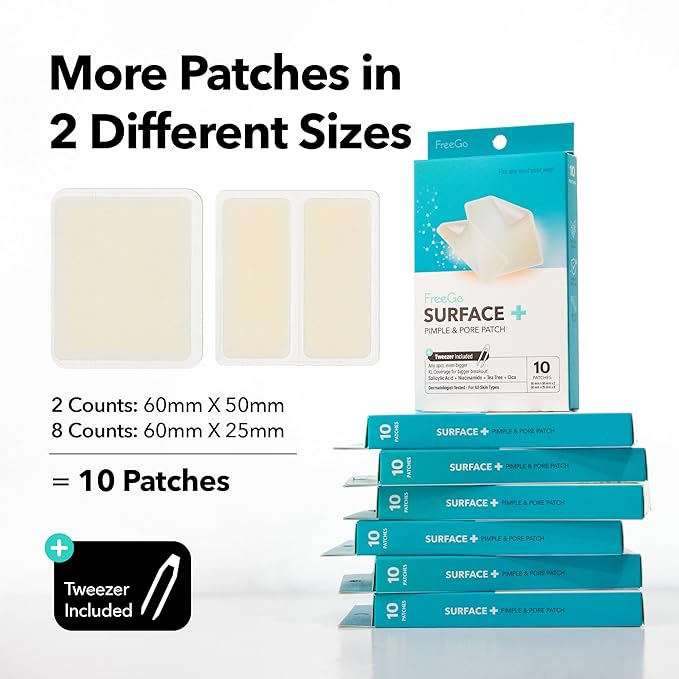 FreeGo Hydrocolloid Acne Patches for Face, Large Pimple Patches for Breakouts, Zit, Blemish Spot, Facial Stickers, Korean Pimple Patches