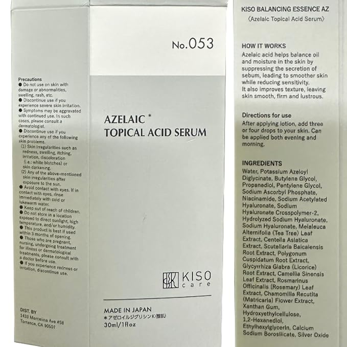 Azelaic Acid for Face 15% Serum Niacinamide Vitamin C BALANCING ESSENCE AZ 1 Fl Oz MADE IN JAPAN