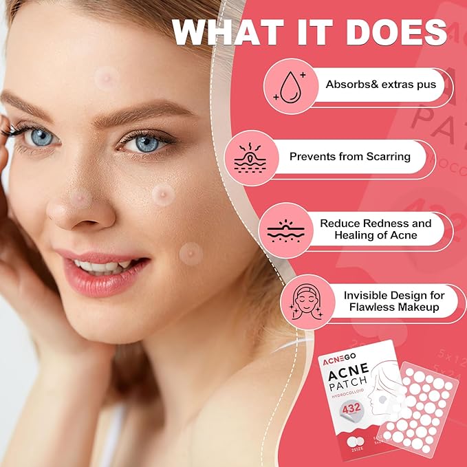 432 Counts Pimple Patches for Face, Hydrocolloid Acne Patches Zit Patches for Face Acne Spot Treatment Patch Cystic Acne Treatment Stickers Blemish Hydrocolloid Patches for all Skin Type