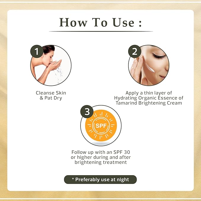 Organic Extract of Tamarind, Skin Brightening Cream - 1.7 fl oz / 50 ml - Dark Spot Cream for Hands, Knuckles, Body, Face, Underarm, Intimate Areas, with Glycering, for Men and Women