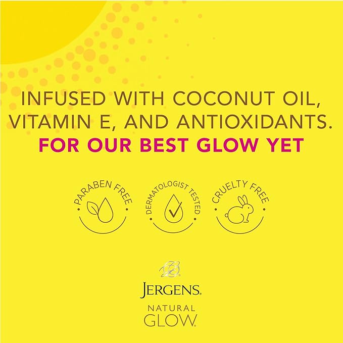 Jergens Natural Glow Self Tanner Face Moisturizer, SPF 20 Facial Sunscreen & Natural Glow Self Tanner Lotion, Daily Sunless Fake Tanning, Medium to Deep Skin Tone