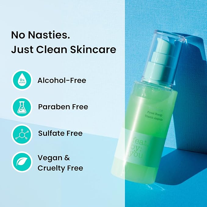Feat By You ViTassie Forest Energy Vitamin Ampoule Solution - (2.70 fl.oz) Korean Skin Care Serum with Vitamin C, Niacinamide, Hyaluronic Acid, Fast Absorbing, Non-Greasy, Hydrating