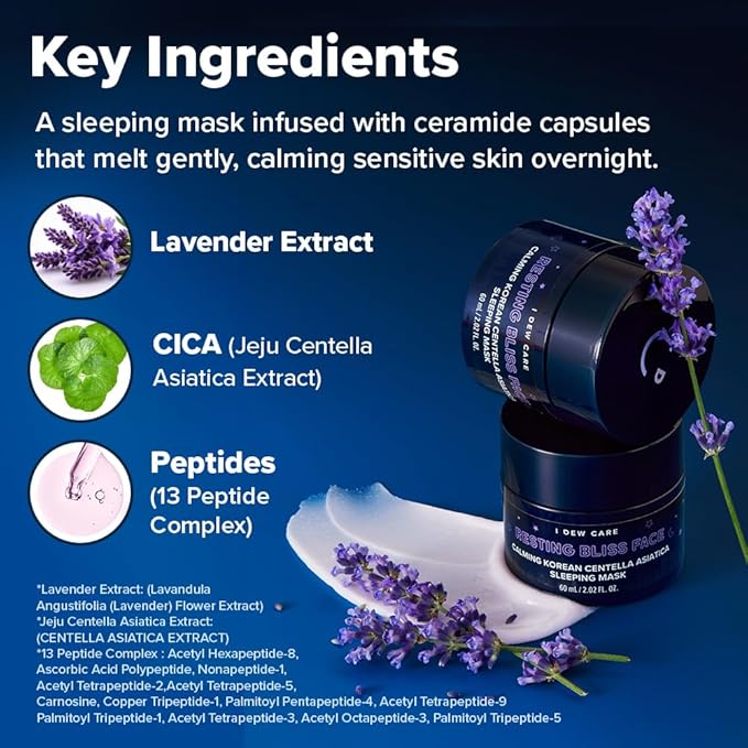 I DEW CARE Night Sleeping Mask - Resting Bliss Face | Calming Overnight Mask for Soothing & Balanced Skin, Korean Skincare for a Calm, Radiant Complexion, 2.02 FL Oz (60 ml)