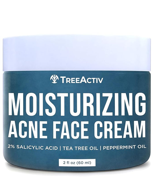 TreeActiv Acne Cream Original Formula, 2 fl oz, 2% Salicylic Acid Face Moisturizer for Oily Skin, Skin Care Acne Formula for Cystic Acne Treatment, Hydrating Face Moisturizer for Acne Prone Skin