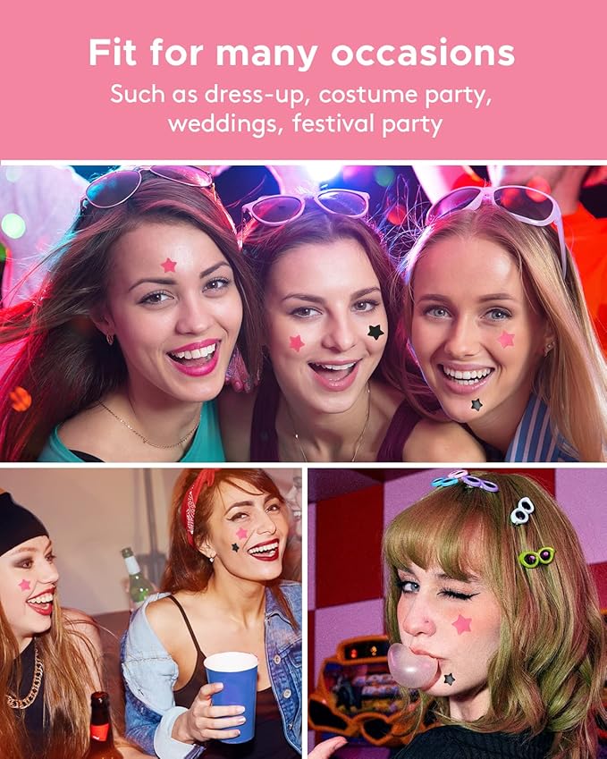 LitBear Star Pimple Patches, Black & Pink Hydrocolloid Acne Patch with Tea Tree Oil & Centella, Cute Pimple Stickers Zits Patch For Face Blemished Spot Patch Acne Dots, 112 Patches, 14mm & 10mm