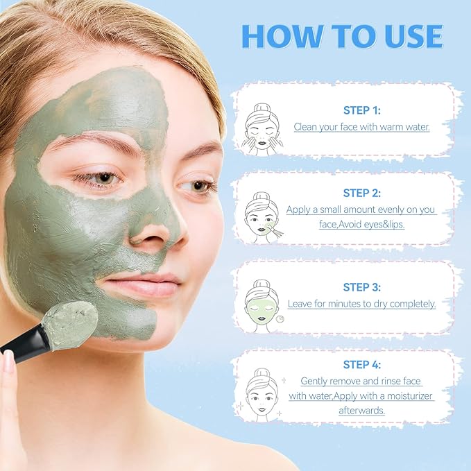 IIIMEIDU Face Masks Skincare, Turmeric Vitamin C Clay Mask, Green Tea Mask, Dead Sea Mud Mask, Face Mask Skin Care for Deep Cleansing, Women Skin Anti Aging 2.5 FL Oz Each