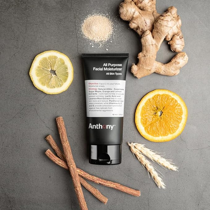 Anthony All-Purpose Facial Moisturizer for Men, Hydrating Lotion for Dry Skin, Lightweight, Non-Comedogenic, Anti-Aging Formula, 3 Fl Oz, Pack of 3