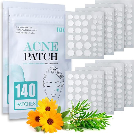 Pimple Patch Acne Patch, 4 Sizes 280 Patches Acne Absorbing Cover Patch, Hydrocolloid Invisible Acne Patches For Face Zit Patch Acne Dots Tea Tree, Calendula Oil - 2 Pack