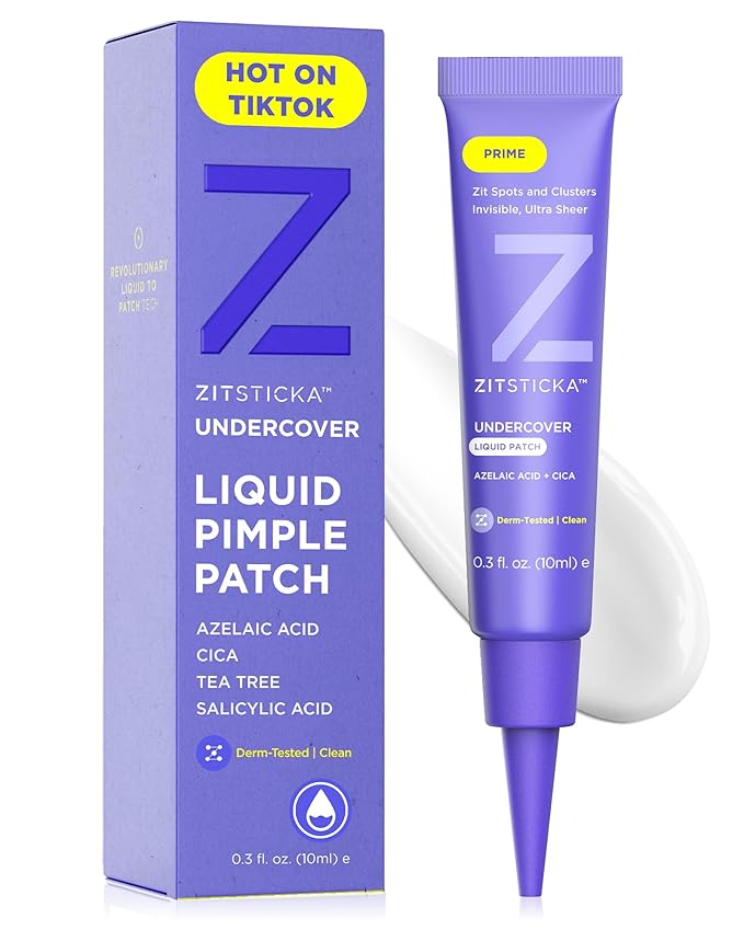 ZitSticka Liquid Pimple Patch - Invisible Pimple Patches for Face, FSA HSA Eligible Pimple Cream, Salicylic Acid Spot Cover For Face, Liquid Pimple Patch Large & Clear Fits to Makeup (0.3oz, 10ml)