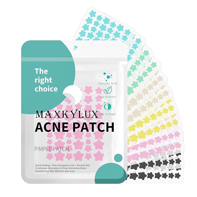 Star Pimple Patches for Face, Acne Patches, Cute Colorful Star Zit Covers with Hydrocolloid & Tea Tree Oil, Salicylic Acid Cica Extract 4 Sizes (8mm/9mm/11mm/14mm) | 612 Count