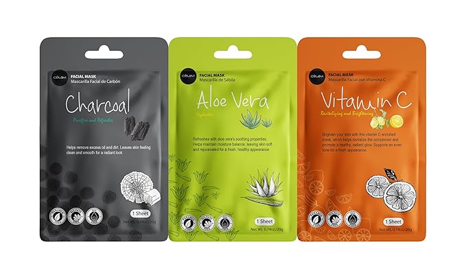 Celavi Essence Facial Sheet Face Mask Variety Set Classic Authentic Korean Moisturizing Skincare (48 Count (Pack of 1))