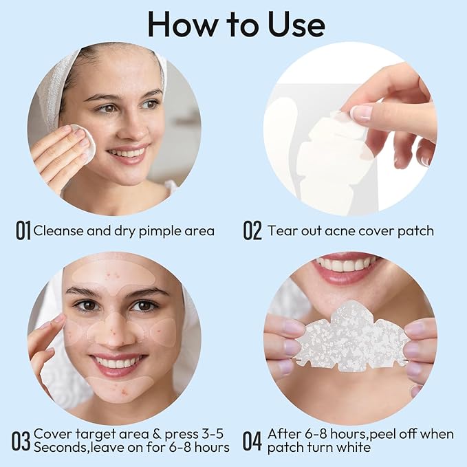 Full Face Pimple Patches(5 Pack),Big Hydrocolloid Acne Patches,Skin Care Zit Patches for Whole Face,Nose, Chin, Forehead & Cheeks w/Tea Tree Oil, Salicylic Acid & Cica Oil(5 Pack,25 Patches)