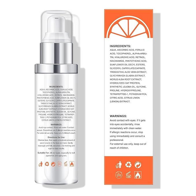 Super Vitamin C 20% Serum for Women, Dark Spot Remover for Face, CE Ferulic Acid, Hyaluronic Acid, Retinol, Hydrate & Plump Skin Care Anti Aging Wrinkle Brightening Skincare -1 Fl Oz.