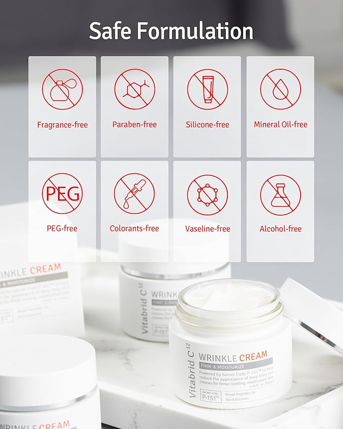 Wrinkle Cream - Age Defying Skin Recovery Moisturizer with Peptides, Vitamin C, Shea Butter - Wrinkle Repair Moisturizing Day & Night Skincare for Face and Neck - Fragrance Free, 1.69oz.