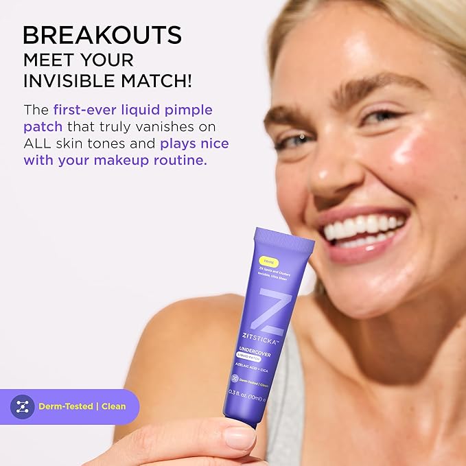 ZitSticka Liquid Pimple Patch - Invisible Pimple Patches for Face, FSA HSA Eligible Pimple Cream, Salicylic Acid Spot Cover For Face, Liquid Pimple Patch Large & Clear Fits to Makeup (0.3oz, 10ml)