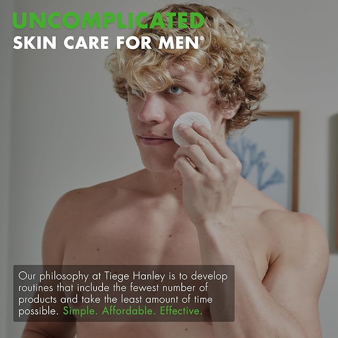 Tiege Hanley Glycolic Acid Pads for Men, 1-Pack - Exfoliating Face Cleansing Pads for Forehead, Nose & Cheeks - Men's Daily Skin Care Facial Wipes.18.5% Acid Complex (Glycolic, Salicylic & Lactic).
