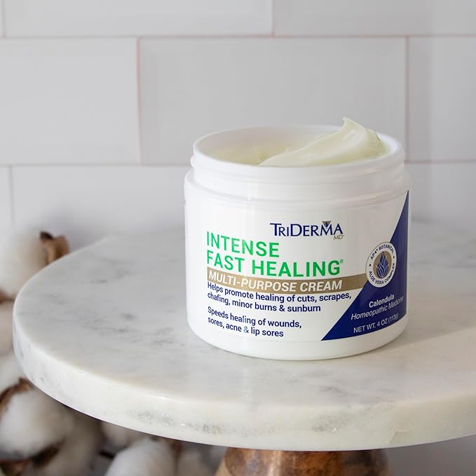 TriDerma Intense Fast Healing Cream, Decreases Healing Time for Minor Irritations, Rashes, Wounds, Cuts, Scrapes, Value Pack of 2-4 Ounce Jars