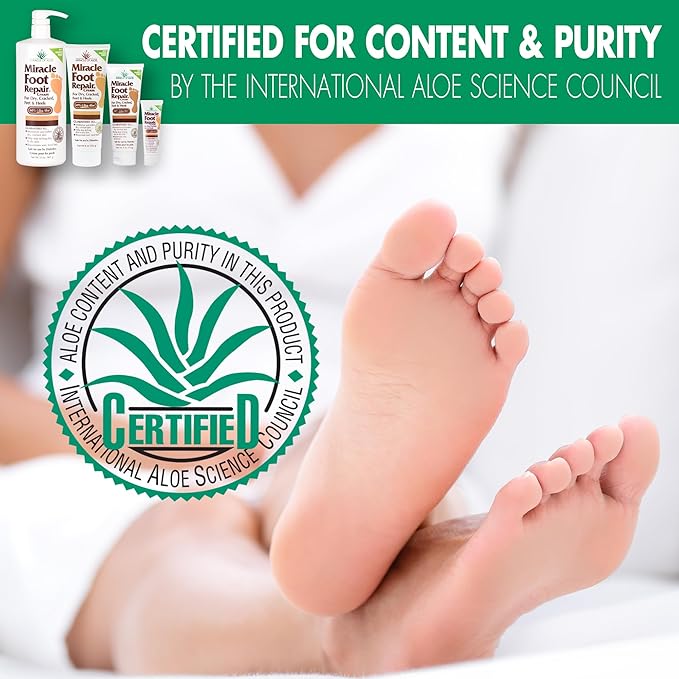 Miracle Foot Repair Cream, 4 oz Repairs Dry Cracked Heels and Feet, Diabetic-Safe, 60% Pure Ultra Aloe Moisturizes, Softens, and Repairs, Relief from Discomfort of Ingrown Toenails (2-Pack)