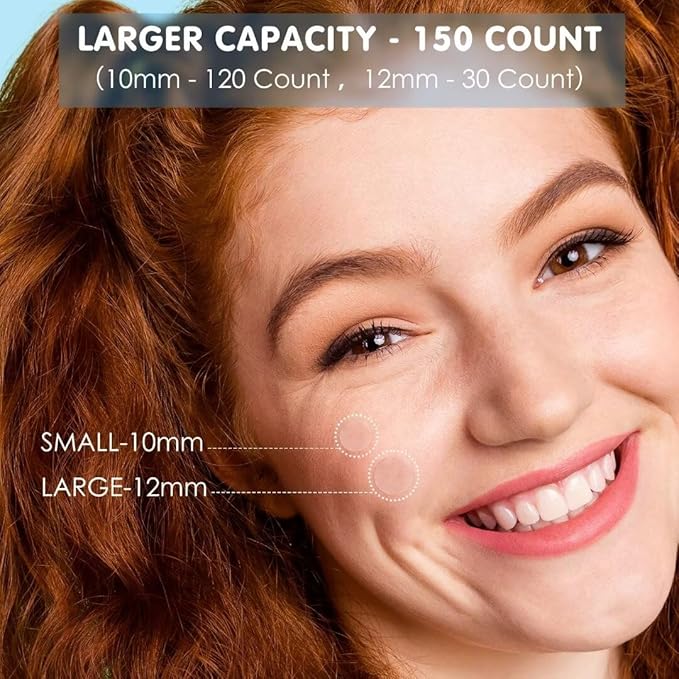 AUSLKA Pimple Patches for Face (150 Patches),Hydrocolloid Blemish Patches,Invisible Spot Cover for Face and Skin - with Temporary Mirror