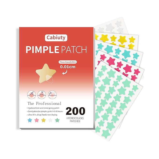 Pimple Patches for Face, Colorful Hydrocolloid Acne Patches for Covering Zits and Blemishes, 3 Sizes of Ultra-Thin Spot Patch for All Skin Types(200 Counts)