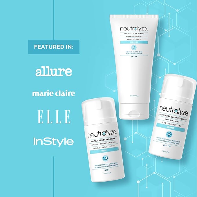 Moderate to Severe Acne Treatment Kit - Maximum Strength 3 Step System with 2% Salicylic Acid, 2% Mandelic Acid & Nitrogen Boost Skincare Technology - Acne Medication for Teens & Adults (90+ Day)