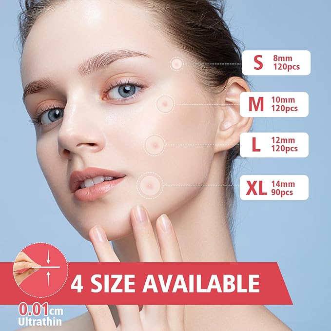 450 Pimple Patches for Face, Hydrocolloid Acne Patches for Zit Covers, Mighty Patch Acne Invisible Zit Patches for Face, 4 Sizes