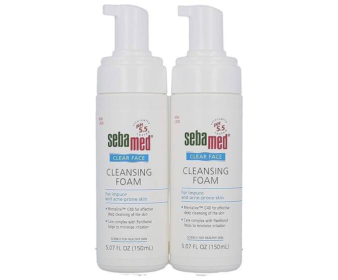 Sebamed Clear Face Cleansing Foam Gentle Face Wash for Impure Oily and Acne-prone Skin 5.07 Fluid Ounces (Pack of 2)