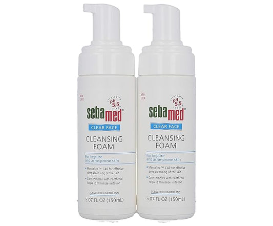 Sebamed Clear Face Cleansing Foam Gentle Face Wash for Impure Oily and Acne-prone Skin 5.07 Fluid Ounces (Pack of 2)