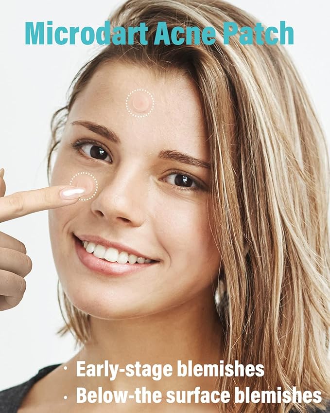 Microdart Acne Patch (9 Patches) - Hyaluronic Acid & Salicylic Acid Hydrocolloid Pimple Patch for Deep, Early and Hidden Blemishes (9 Count (Pack of 1))