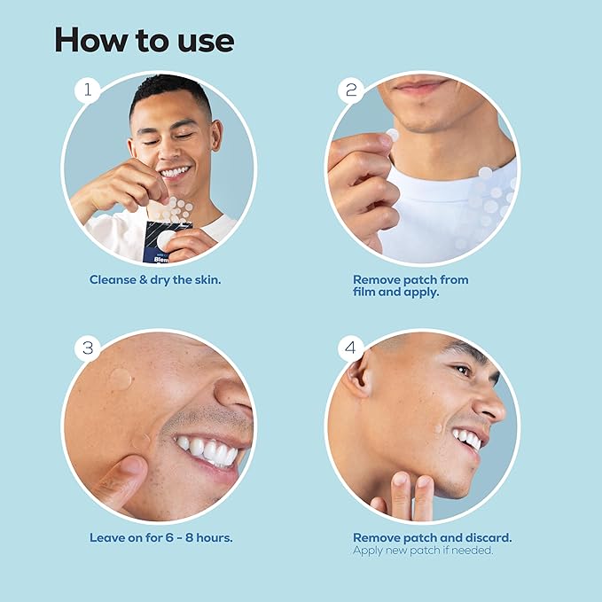 Hanhoo Men’s Blemish Patch, 36 Count, with Tea Tree, Aloe, and Bamboo, Acne Spot Treatment, Soothes Skin, Invisible Pimple Patches, Korean Skincare