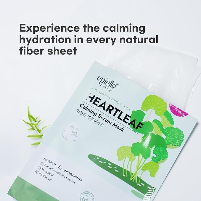 Epielle Heartleaf Calming Serum Sheet Masks (5pk) | Korean Skincare | Facial Sheet Mask | Kbeauty, Spa Gifts for Women