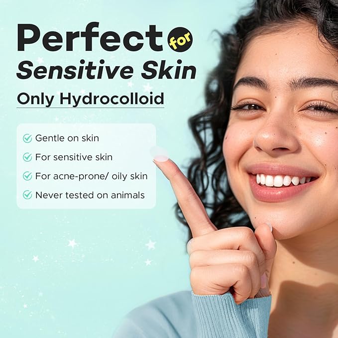 LitBear Pimple Patches for Face, Large Acne Patch, XL Hydrocolloid Bandages,Zit Stickers for Forehead, Chin, Nose, Body, Back, and Chest, Includes Crescent, Square, and Dot (5 Sizes, 507 Patches)