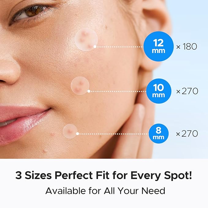 LitBear Pimple Patch Bulk, 720 Patches 3 Size Acne Patches for Face, Hydrocolloid Spot Stickers for Covering Zits, Blemishes, and Breakouts, Suitable for All Skin Types