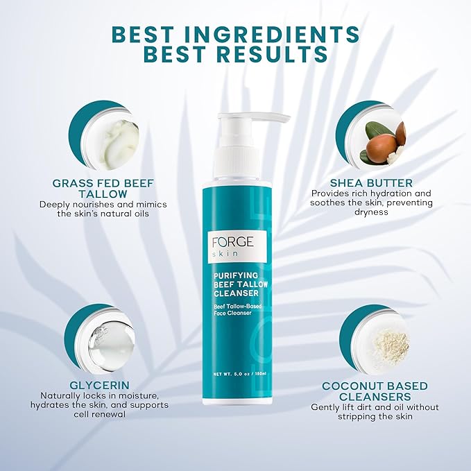 Original Purifying Face Wash Beef Tallow for Skin Care | Grass Fed Beef Tallow Hydrating Facial Cleanser Skincare | Tallow Face Moisturizer Soap| Beef Tallow for Face Exfoliating Face Wash