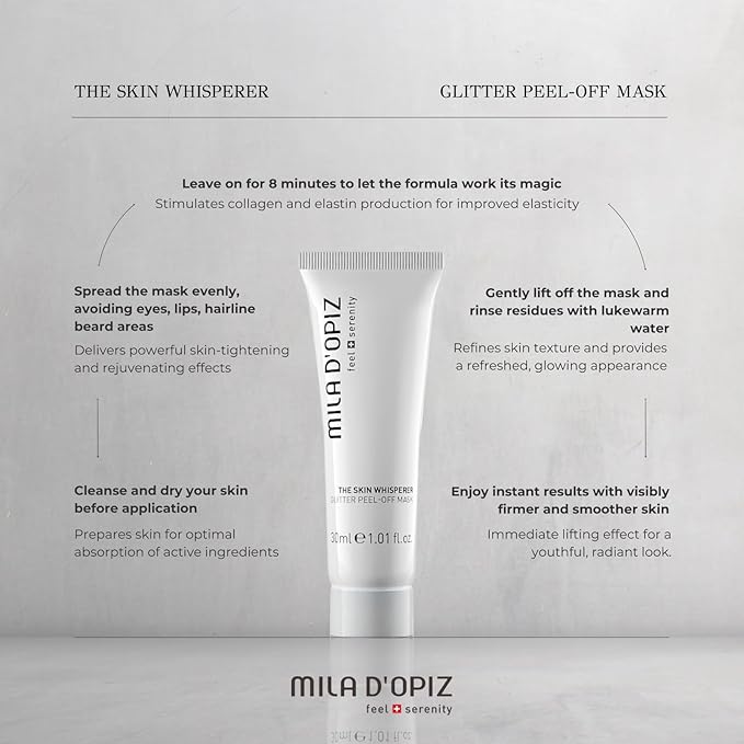 Mila d'Opiz The Skin Whisperer Glitter Peel Off Face Mask - Face Masks Skincare with Plant Stem Cells - Instant Plumping and Moisturizing - 1.01 oz