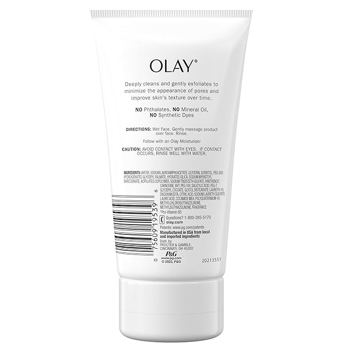 Facial Cleanser by Olay Regenerist, Detoxifying Pore Scrub & Exfoliator, 5 Oz (Pack of 3)