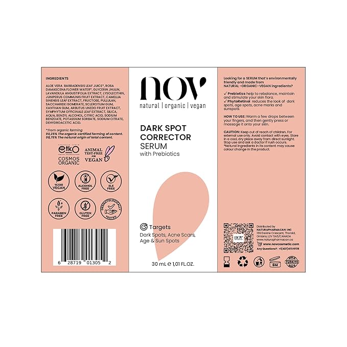 NOV Dark Spot Corrector Serum - Dark Spot Remover for Face - Acne Scar and Redness Reducing Face Serum - All Skin Types - 1.01 oz