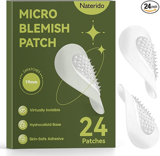 Microdart Hydrocolloid Acne Patch 24 Counts,Pimple Patch Hyaluronate Acid & Salicylic Acid Pimples Overnight for Deep, Early and Hidden Blemishes