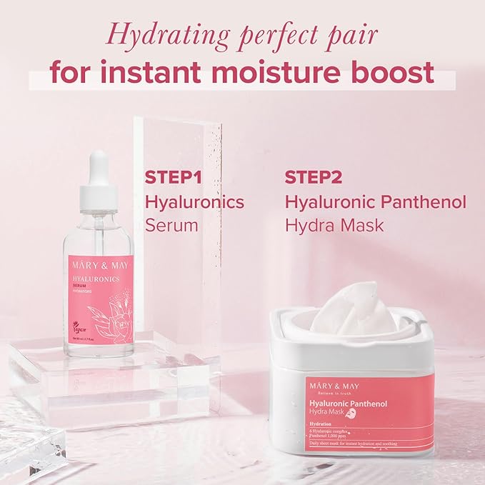 Mary&May Hyaluronics Serum with 6 Types of Hyaluronic Acid Complex for Deep Hydration and Moisture Retention - Fragrance Free, EWG Verified, Cruelty-Free for Dry Dehydrated Skin 2.71 fl.oz.