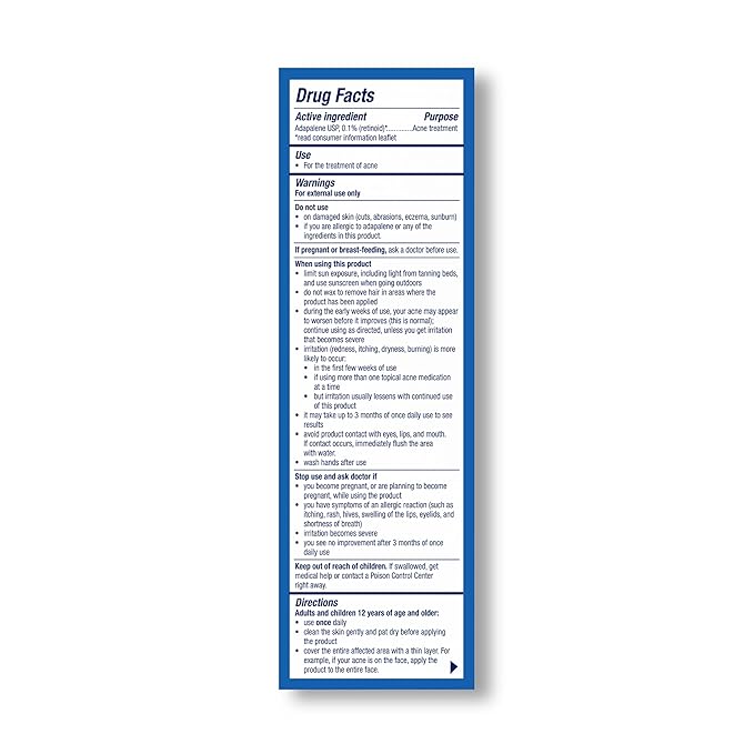 PanOxyl Adapalene 0.1% Leave-On Gel, 30 Day Supply, Retinoid Gel Acne Treatment, Acne Prone Skin, Oil Free, Fragrance Free, 0.5 oz