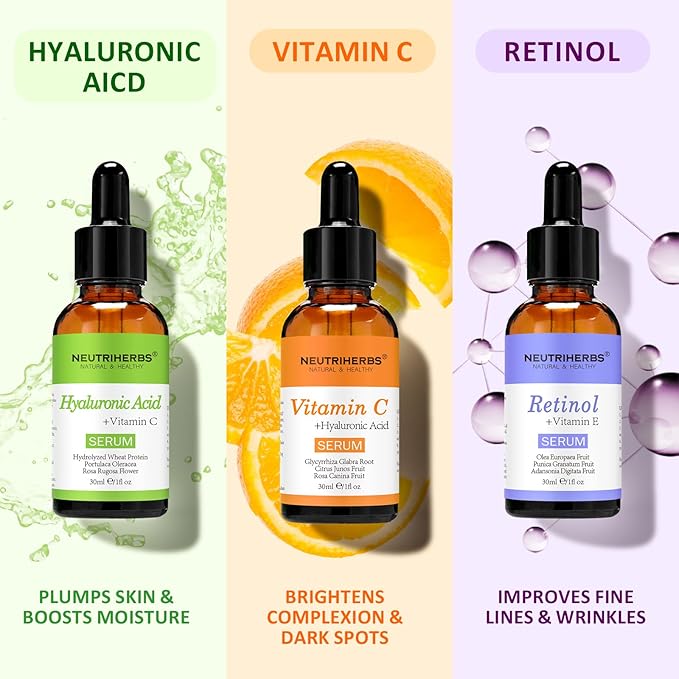 NEUTRIHERBS Vitamin C Serum for Face with Hyaluronic Acid, Firm, Anti Aging, Brighten, Even Skin, Daily Skincare Natural Nourish Facial Serum,1 fl oz